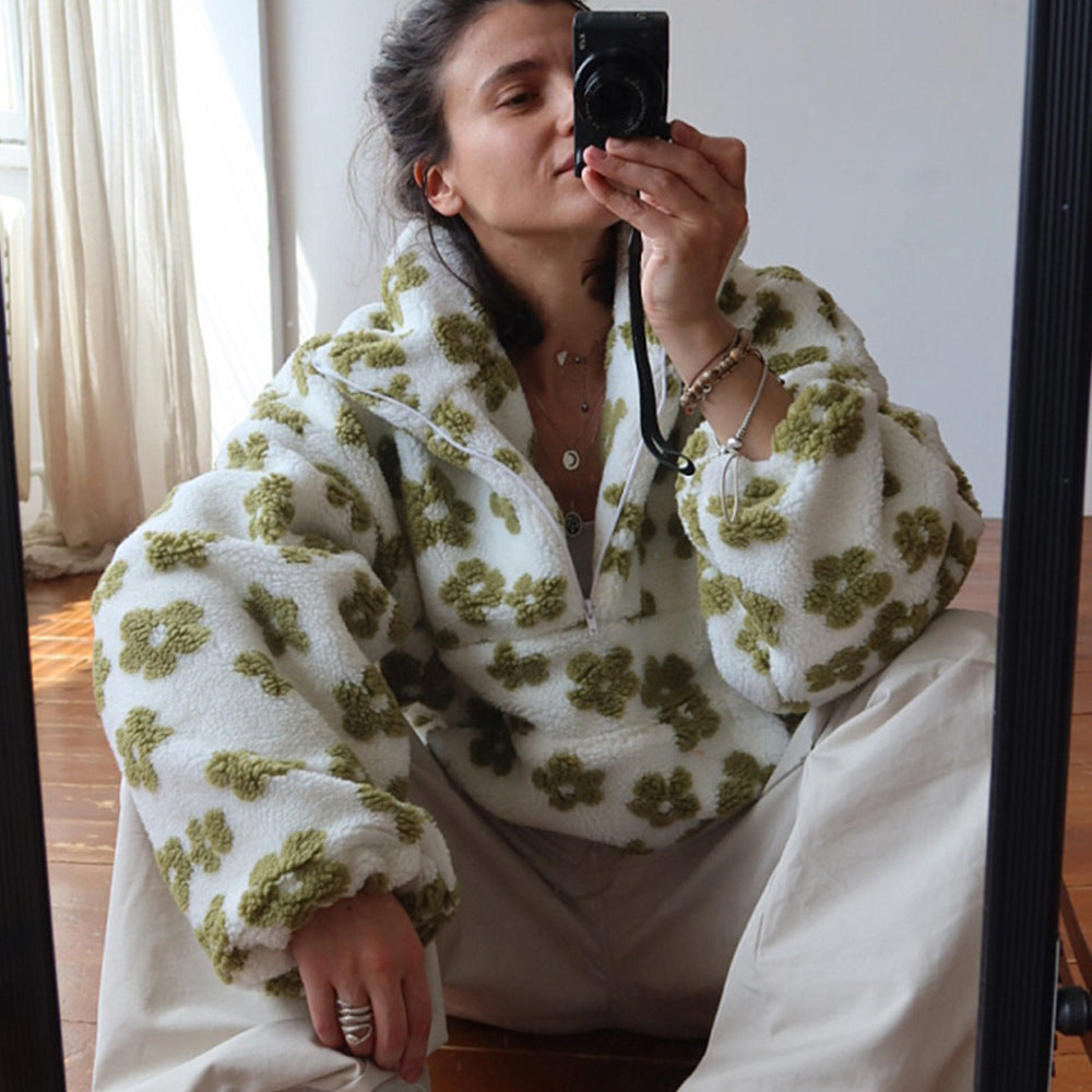 Fleece Flower Womens Hoodie