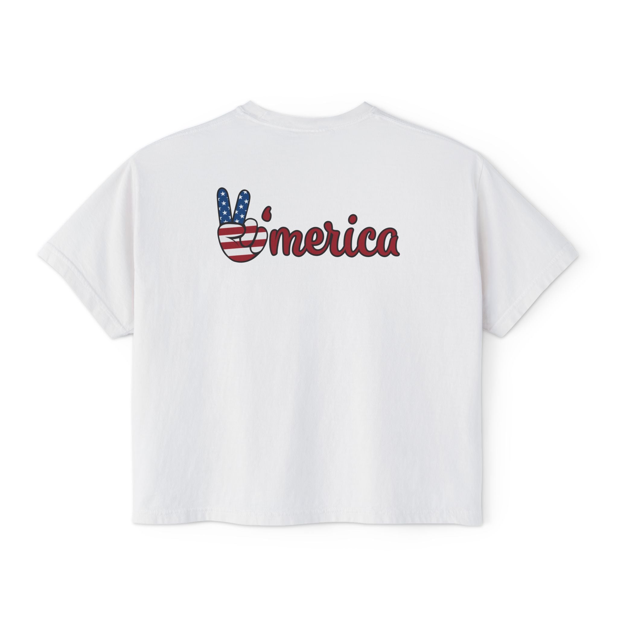 Women's Boxy Tee - 'Merica Flag Seal Patriotic Crop Top.