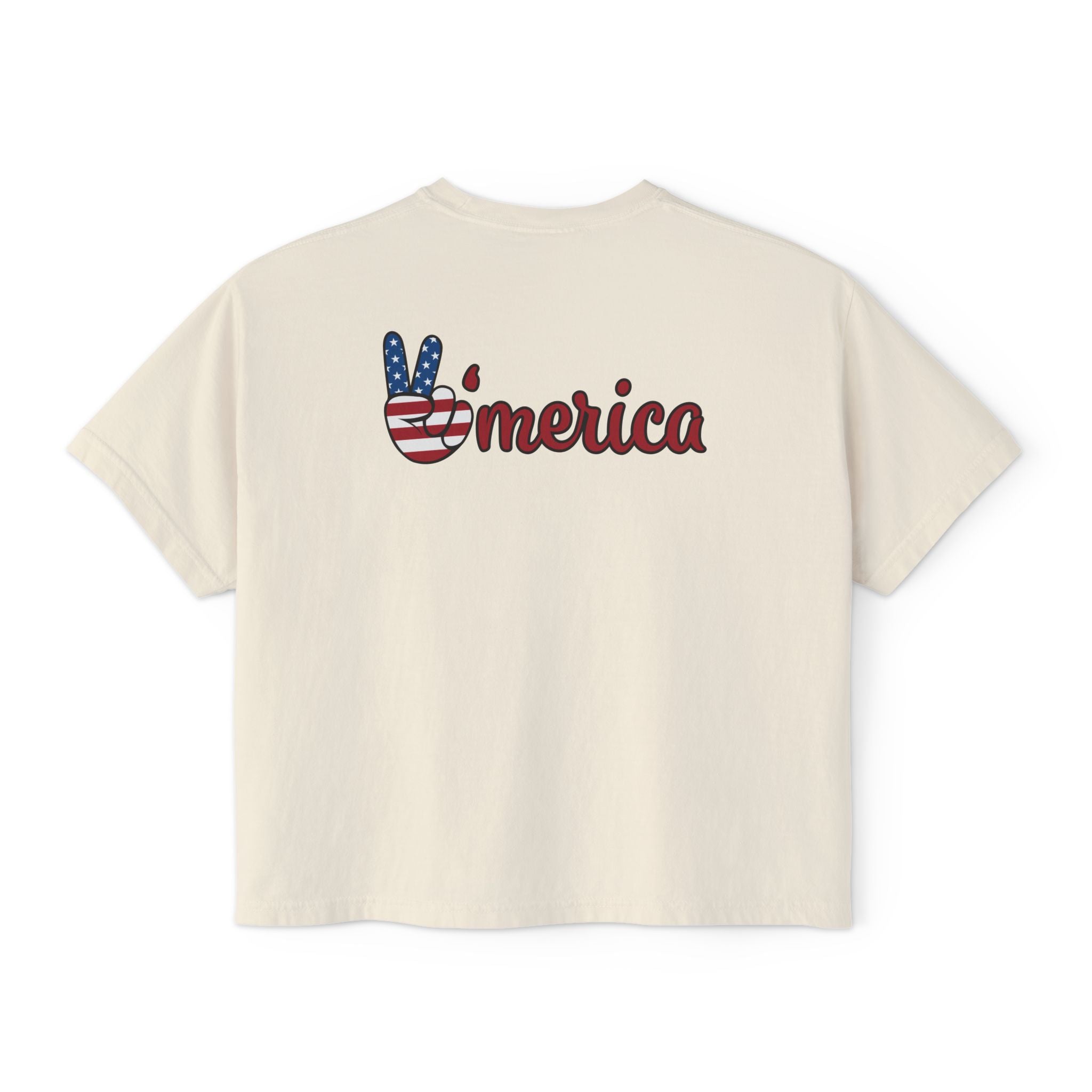 Women's Boxy Tee - 'Merica Flag Seal Patriotic Crop Top.