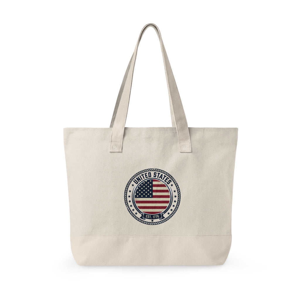 USA Flag Canvas Tote — Zippered Patriotic Tote Bag