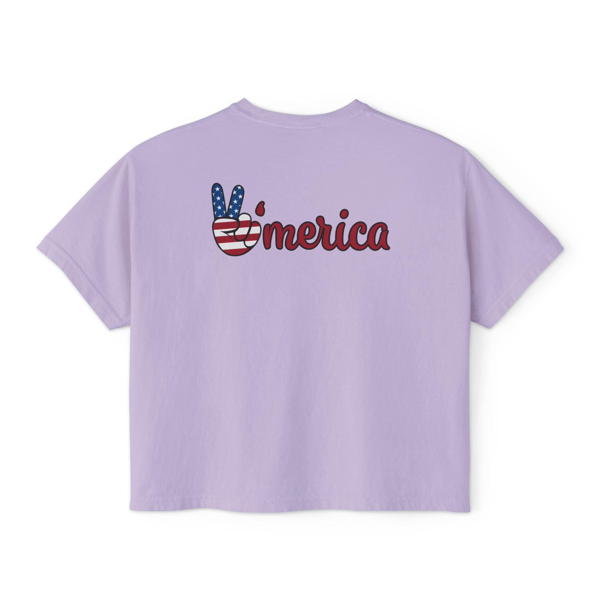 Women's Boxy Tee - 'Merica Flag Seal Patriotic Crop Top.