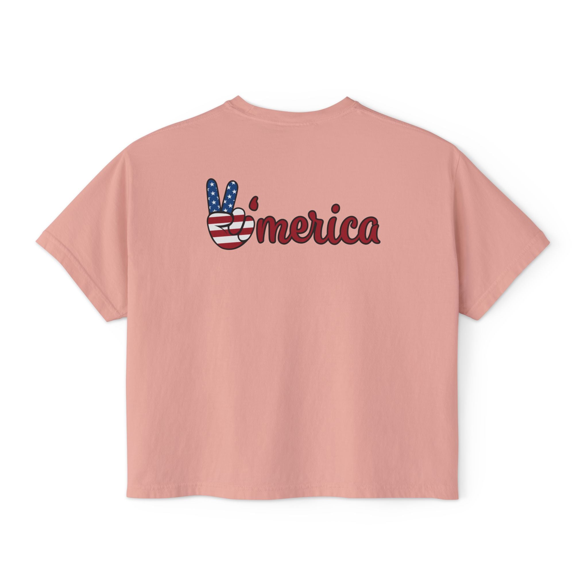 Women's Boxy Tee - 'Merica Flag Seal Patriotic Crop Top.