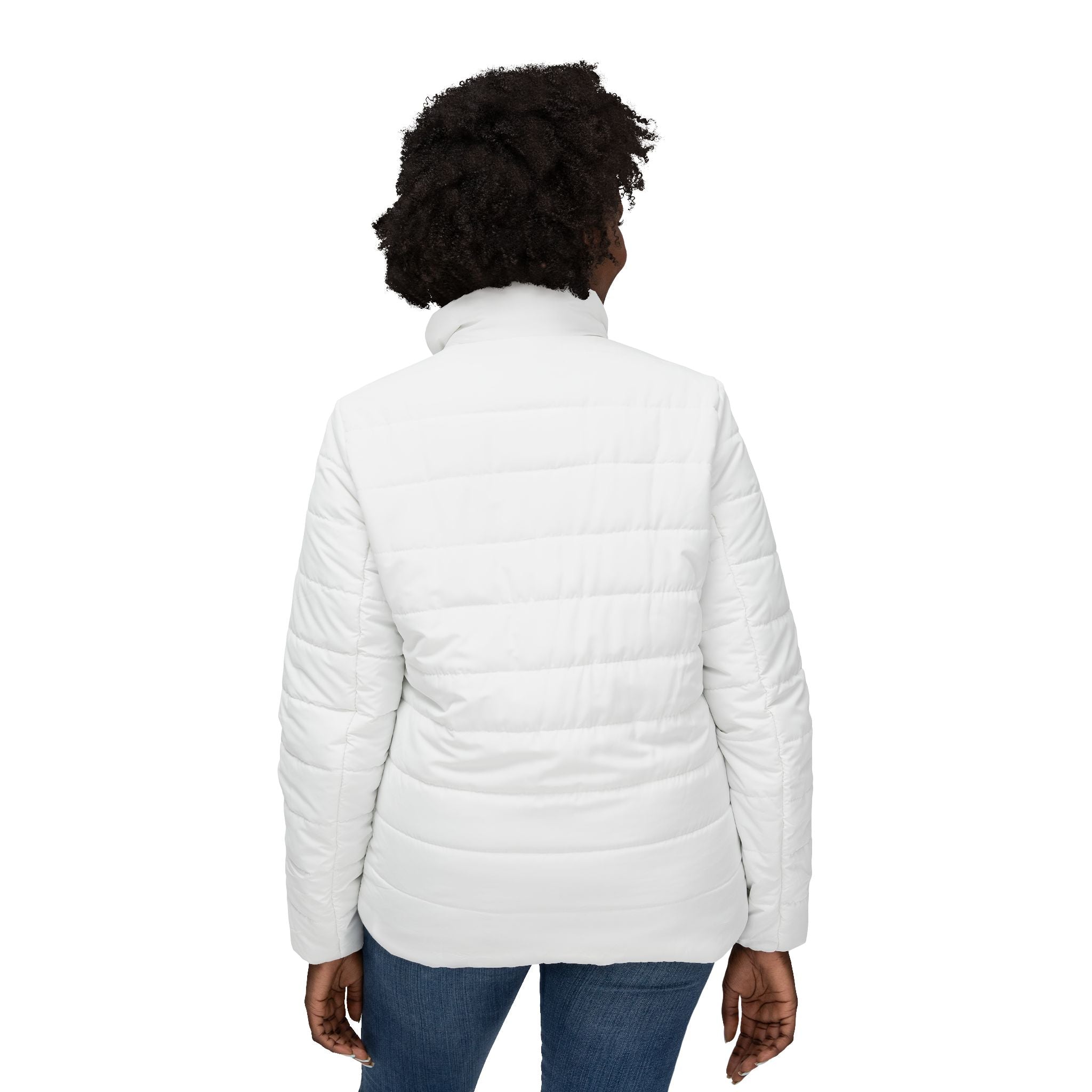 Women's Quilted Puffer Jacket – White Lightweight Insulated Coat