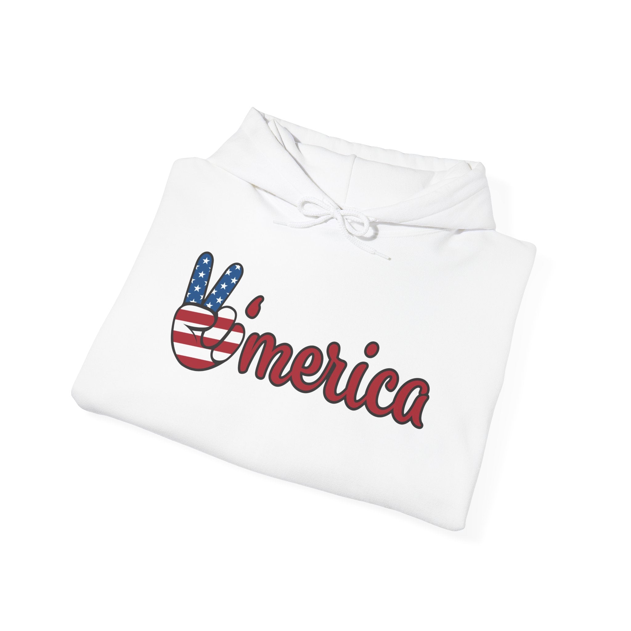 Patriotic Hoodie - USA Flag Peace Sign & Vintage Seal