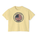 Women's Boxy Tee - 'Merica Flag Seal Patriotic Crop Top.
