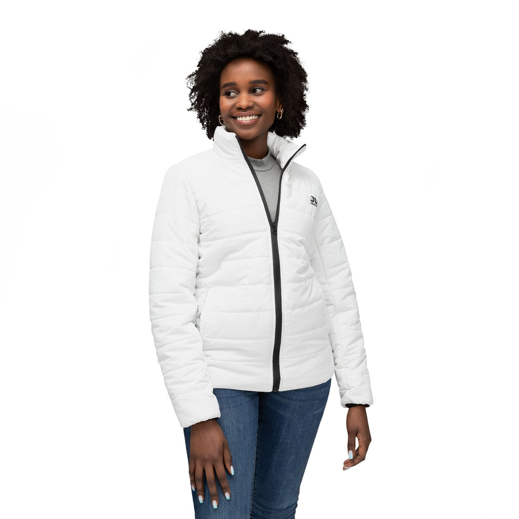 Women's Quilted Puffer Jacket – White Lightweight Insulated Coat