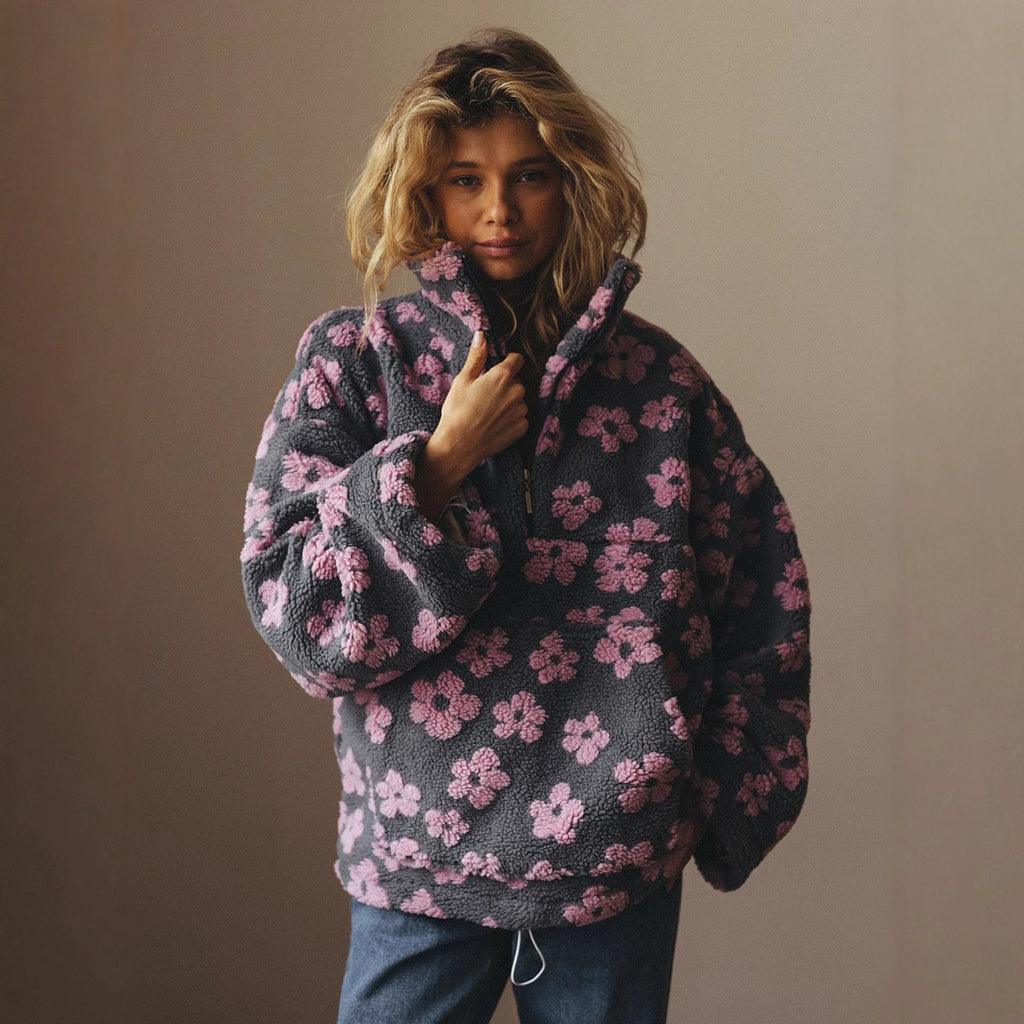 Fleece Flower Womens Hoodie