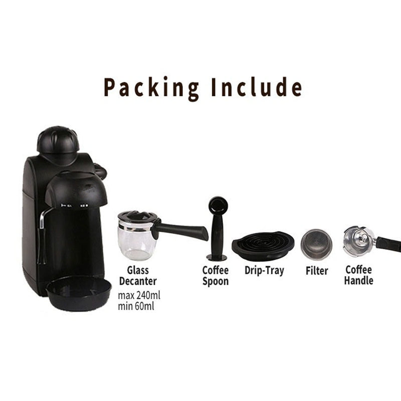 Mini Home Espresso Machine, Semi-Automatic, 5-Cup