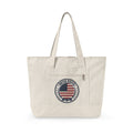 USA Flag Canvas Tote — Zippered Patriotic Tote Bag