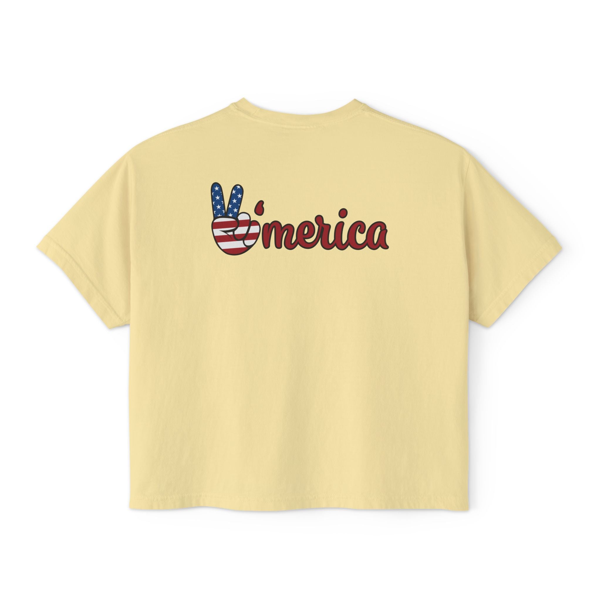 Women's Boxy Tee - 'Merica Flag Seal Patriotic Crop Top.