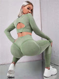 Women's Nylon Seamless Sports Set – Hollow Top & Butt-Lifting Leggings
