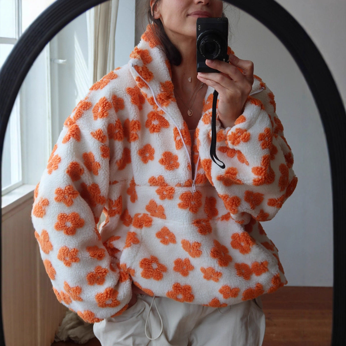 Fleece Flower Womens Hoodie