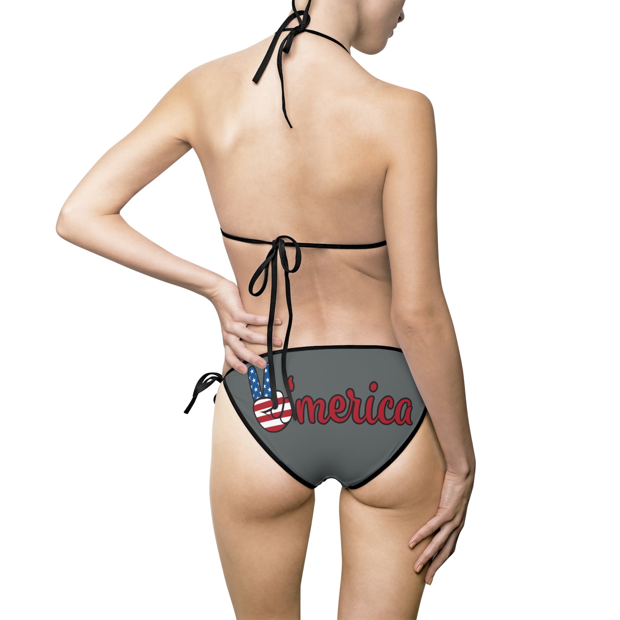 Women's Patriotic Heart Bikini – Tie-Side Swimsuit