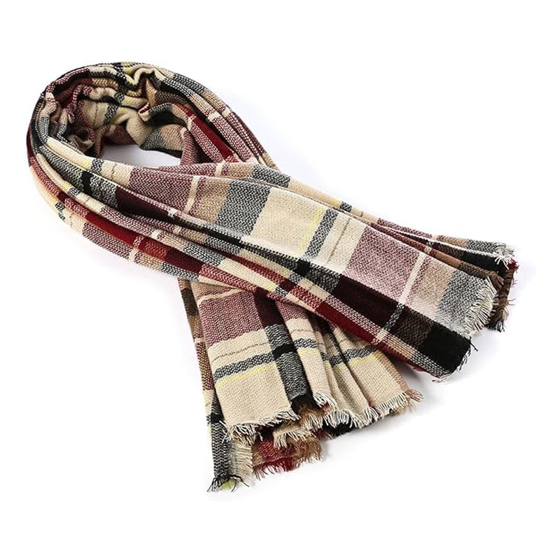 59 X 59in Red Women Fall Winter Scarf Plaid Tassel Soft Warm Blanket Scarves Womens Shawl Wraps