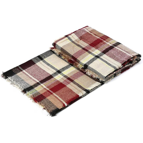 59 X 59in Red Women Fall Winter Scarf Plaid Tassel Soft Warm Blanket Scarves Womens Shawl Wraps